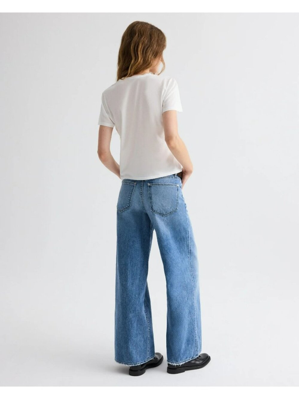 TWP $495 Tiny Dancer Jeans Vintage Wash Blue Jeans 23 Wide Leg Made in USA - Picture 2 of 16